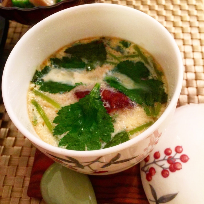 蒸し器が無くてもお鍋で簡単!プルプル海鮮茶碗蒸し